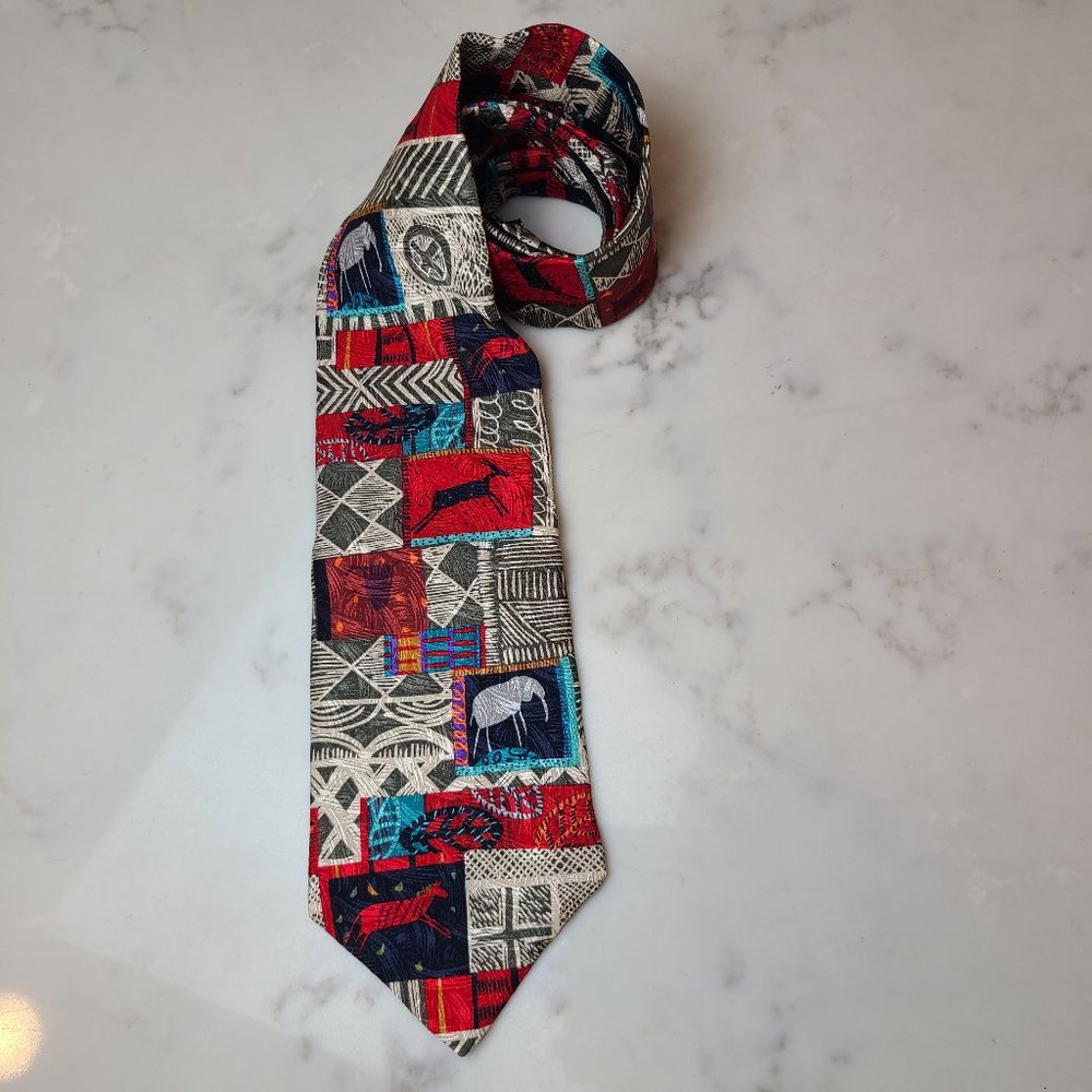 Hallmark Tie Mahogany Silk Celebration of Heritage Safari Animal Print Elephant